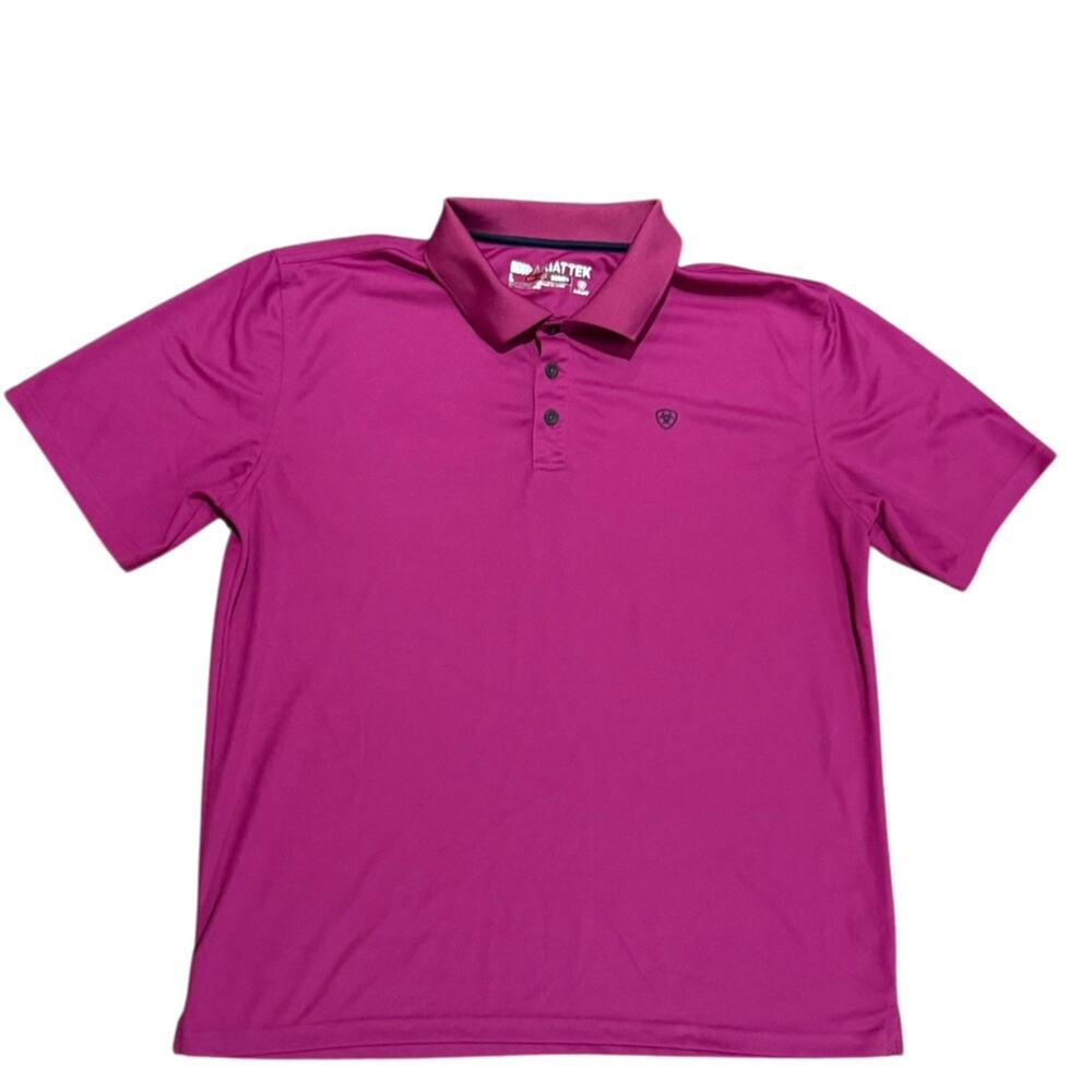Ariat Tek Men’s Large Heat Series Short Sleeve Magenta Polo Shirt